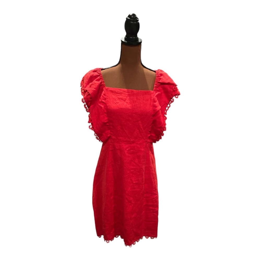 NWT Farm Rio Cherry Red Linen Mini Dress Size Large #C15